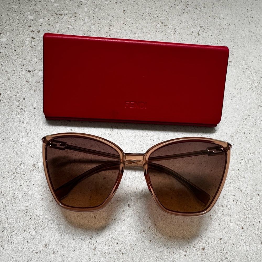 Fendi Women’s Brown Cat Eye Sunglasses with Red Case